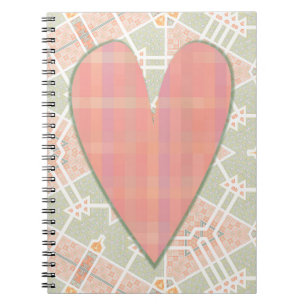 Rosa Kariert Heart Art Vintag Style Journal Notizblock