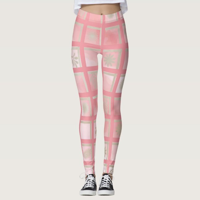 Rosa Kariert Leggings (Vorderseite)