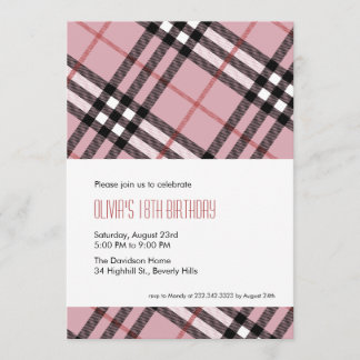 Rosa karierte Einladungen