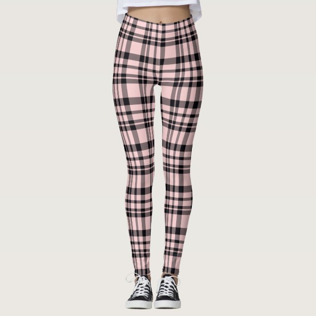 Rosa Karierte Frauen Leggings (Vorderseite)