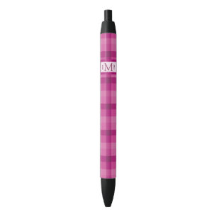 Rosa Karierte Monogramm-Initialen Kugelschreiber