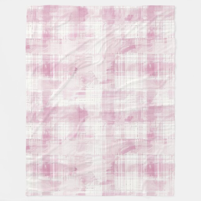Rosa Karierte Streifen Fleecedecke (Vorderseite)