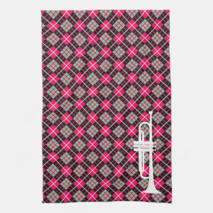 Rosa Karierte Trumpete Geschirrtuch