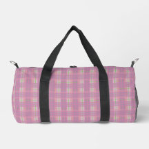 Rosa Karierter Duffle Bag, Klein