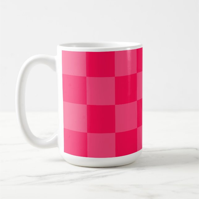 Rosa karierter Hintergrund Kaffeetasse (Links)