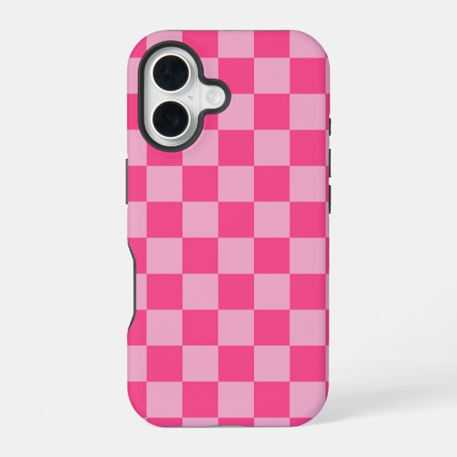 Rosa kariertes Druckmuster iPhone 16 Hülle (Rückseite)