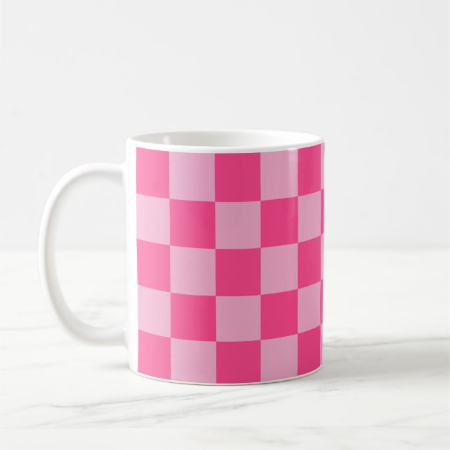 Rosa kariertes Druckmuster Kaffeetasse (Links)
