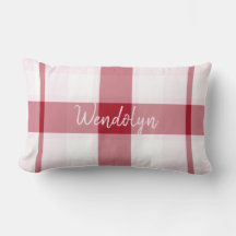 Rosa Kariertes Girl Throw Lumbar Kissen