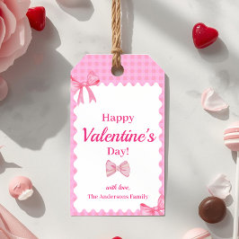 Rosa kariertes Valentinsgeschenk-Tag-Band & Schlei Geschenkanhänger