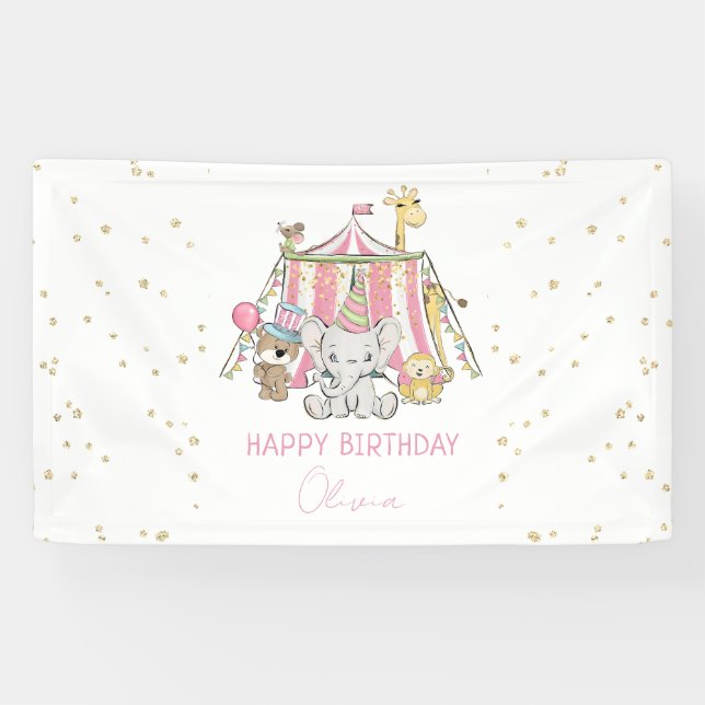 Rosa Karneval Circus Geburtstagsparty des Kindes Banner (Horizontal)