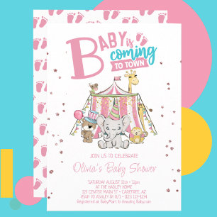 Rosa Karneval Zirkus-Baby-Party Einladung