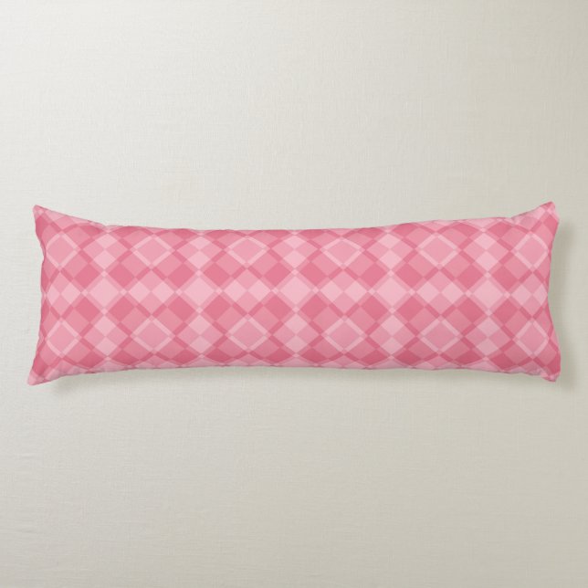 Rosa Karo-Argyle-Muster Seitenschläferkissen (Vorderseite)