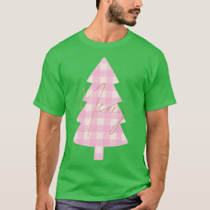 Rosa Karo Frohe Weihnachtsbaum T-Shirt