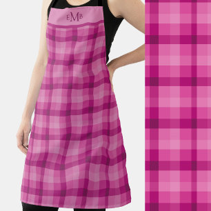 Rosa Karo individuelle Monogramm-Initialen Schürze
