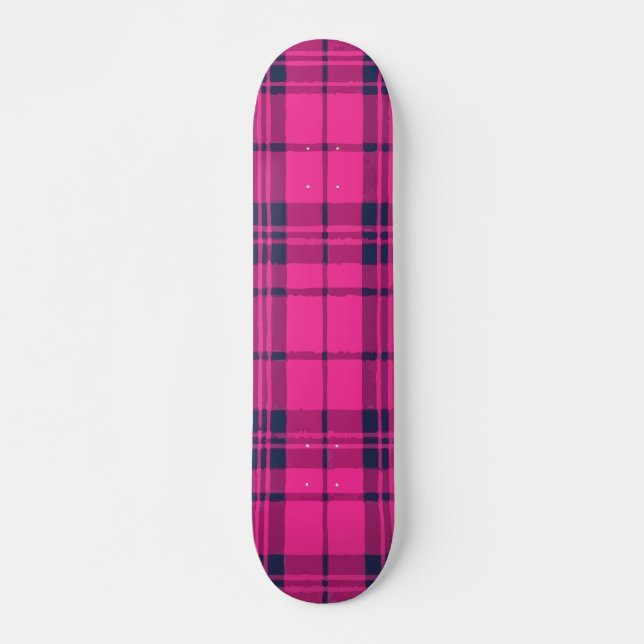 Rosa Karo Modernes Musterdesign Skateboard (Vorne)