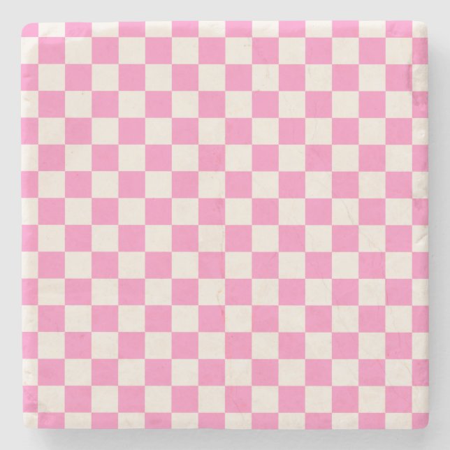 Rosa Karo, Prüfplatine-Muster, geprüft Steinuntersetzer (Vorderseite)