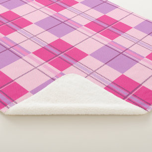 Rosa Karo-Sherpa-Decke, weiche violette Tartan-Wur Sherpadecke