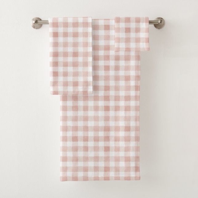 Rosa Karo Streifen Badhandtuch Set (Insitu)