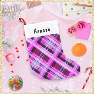Rosa Karo Winter Muster Personalisiert Kleiner Weihnachtsstrumpf