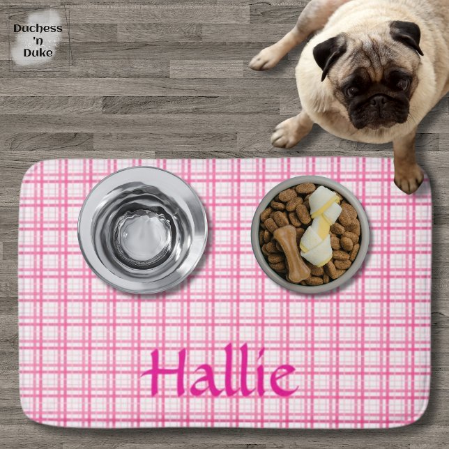 Rosa Karomuster saugende Haustiermatte Badematte (Pink Plaid Pattern Absorbent Pet Mat)