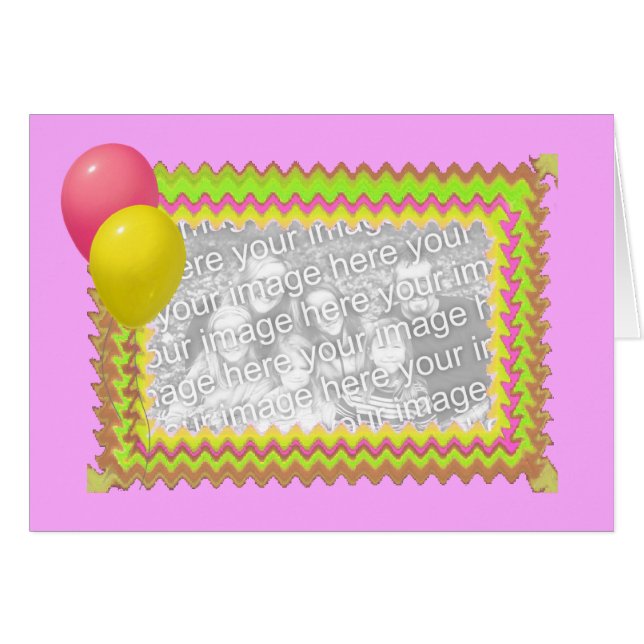 Rosa Karte mit Balloons (Vorderseite (Horizontal))