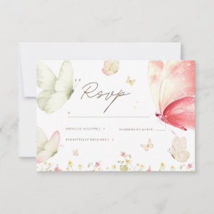 Rosa Karte zur Babyparty-Antwort Schmetterling Mäd