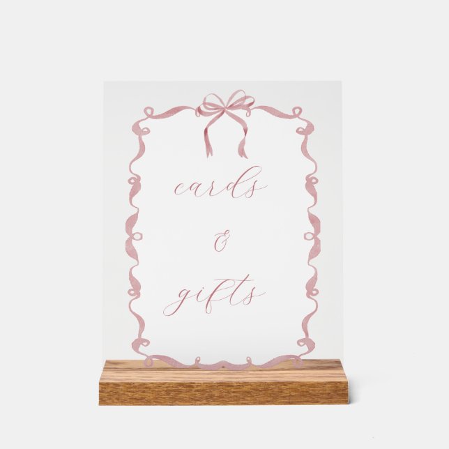 Rosa Karten & Geschenke Schild für Baby oder Hochz (Vorderseite)