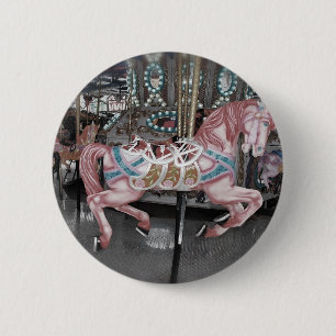 Rosa Karussellpferd Button