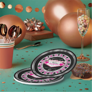 Rosa Kasino-Poker-Chip-Geburtstags-Party Pappteller