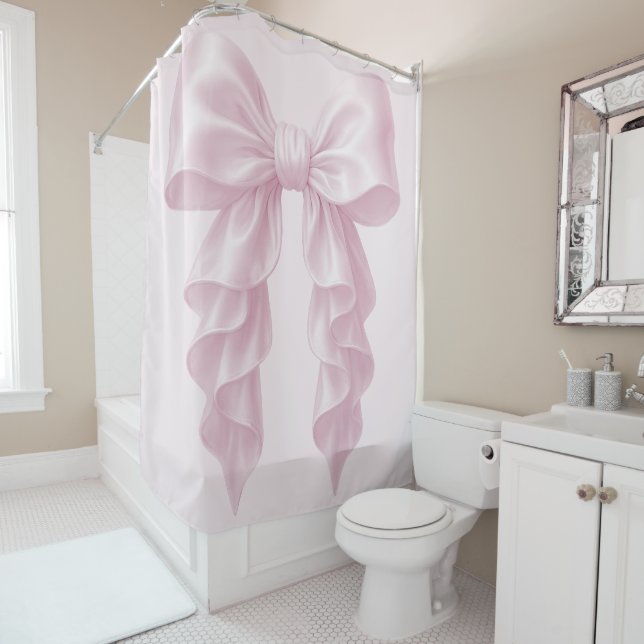 Rosa Kaskade Ruffle Bow Elegante Girly Duschvorhang (Beispiel)