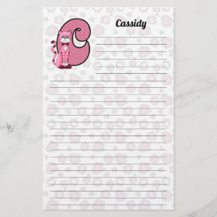 rosa Kat, grammatisch "C", gegliedert Briefpapier
