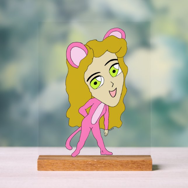 Rosa Katze Acrylschild (Neutral)
