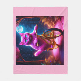 Rosa Katze auf einem Landschaftlichen goldenen Rad Fleecedecke