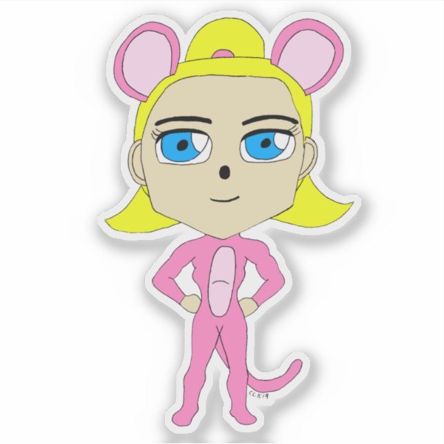 Rosa Katze Aufkleber (Vorderseite)