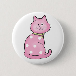 rosa Katze Button