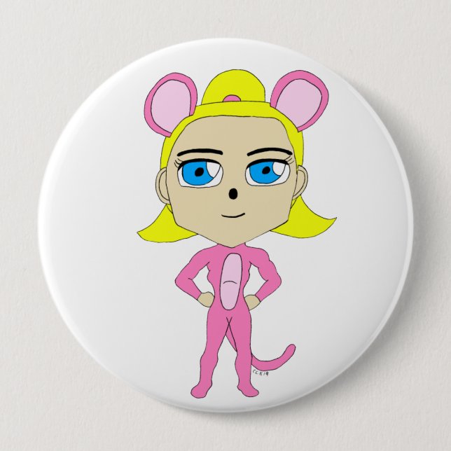 Rosa Katze Button (Vorderseite)