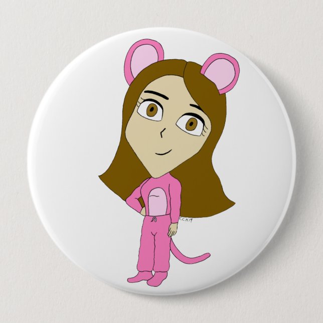 Rosa Katze Button (Vorderseite)