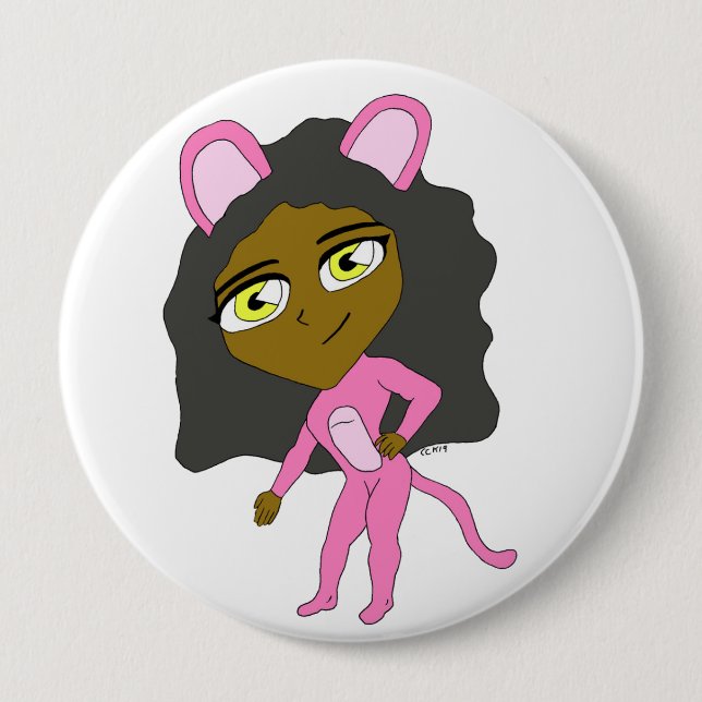 Rosa Katze Button (Vorderseite)
