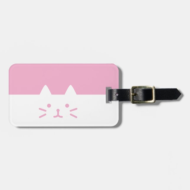 rosa Katze Gepäckanhänger (Vorderseite horizontal)