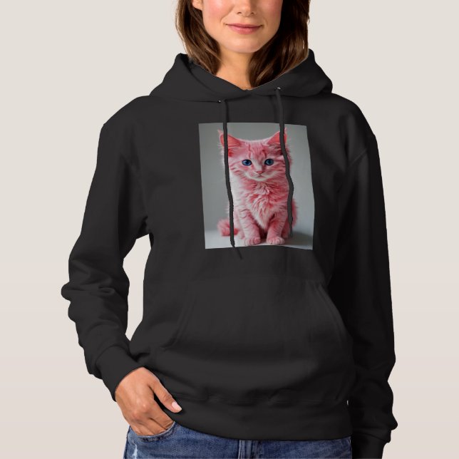 Rosa Katze Hoodie (Vorderseite)