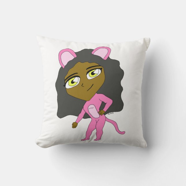 Rosa Katze Kissen (Vorderseite)