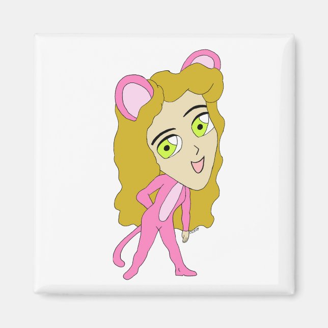 Rosa Katze Magnet (Vorne)