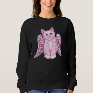 Rosa Katze mit Engel Wings Kitten Artwork für Frau Sweatshirt
