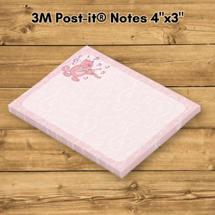 Rosa Katze mit Geige Post-it Klebezettel
