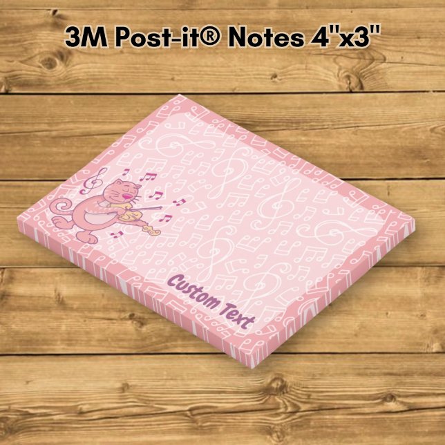 Rosa Katze mit Geigen-Post-it-Notizen Post-it Klebezettel (Von Creator hochgeladen)