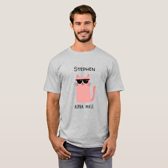 Rosa Katze mit Sonnenbrille T-Shirt (Vorne ganz)