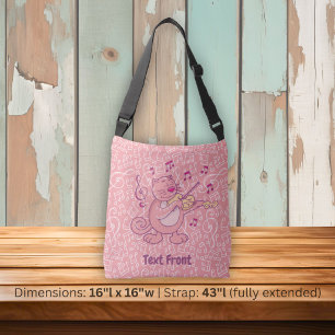 Rosa Katze mit Violin Crossbody Bag Tragetaschen Mit Langen Trägern