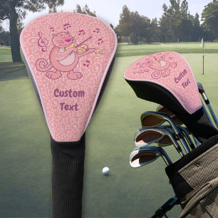 Rosa Katze mit Violin Golf Head Cover Headcover