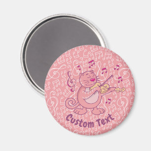 Rosa Katze mit Violine Magnet