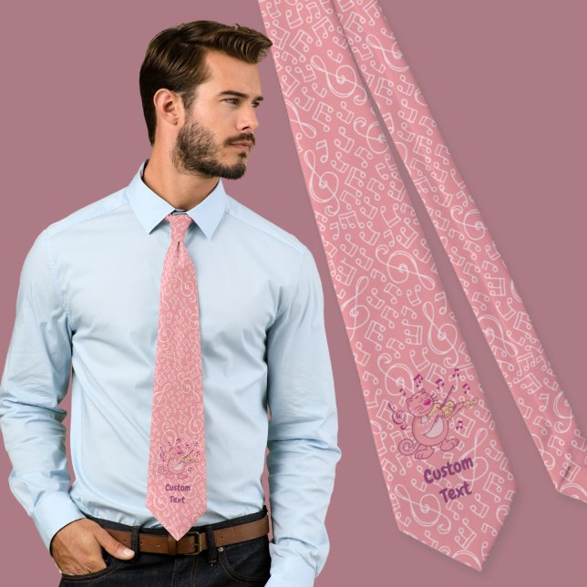 Rosa Katze mit Violine Neck Tie Krawatte (Von Creator hochgeladen)